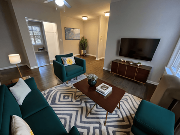 Chicago apartment for rent - a living room with couches and a coffee table