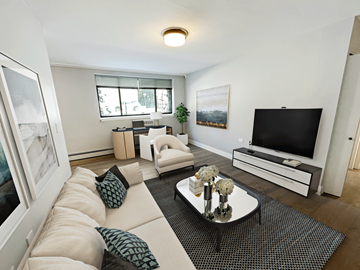 Chicago apartment for rent - a living room with a couch and a tv