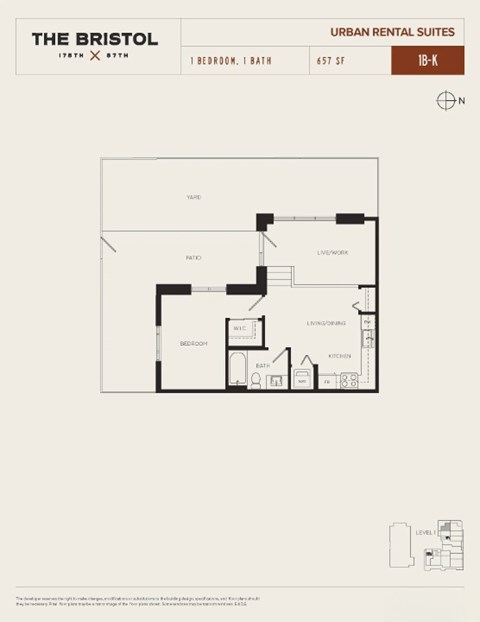 Floor plan for 1 bed, 1 bath