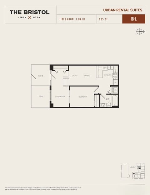 Floor plan for 1 bed, 1 bath