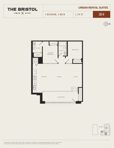 Floor plan for 2 beds, 2 baths