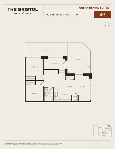 Floor plan for 2 beds, 1 bath