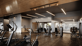 Vancouver apartment for rent - A gym with treadmills, weights, and exercise machines.