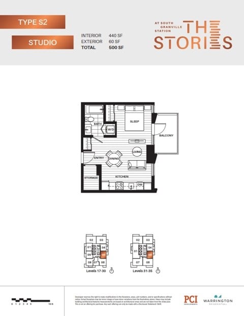Floor plan for studio, 1 bath, 440 sqft