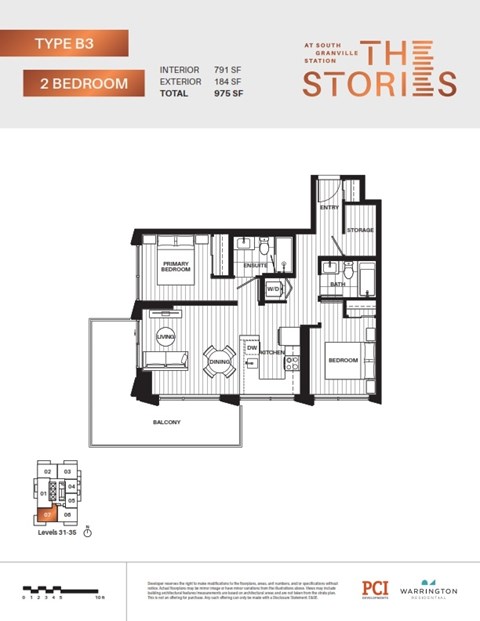 Floor plan for 2 beds, 2 baths, 791 sqft