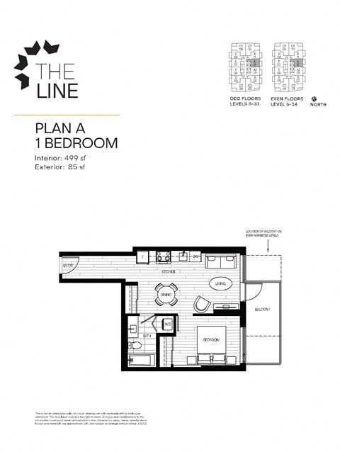 Floor plan for 1 bed, 1 bath, 511 sqft