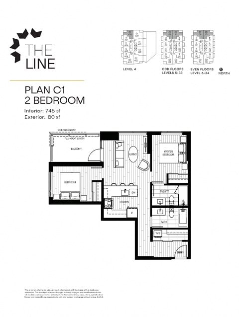 Floor plan for 2 beds, 2 baths, 722 sqft
