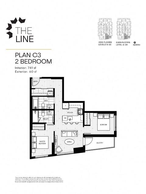 Floor plan for 2 beds, 2 baths, 724 sqft