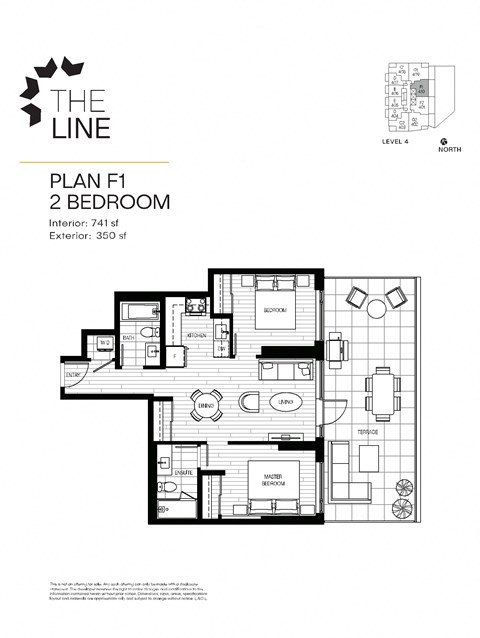 Floor plan for 2 beds, 2 baths