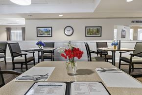 Vancouver apartment for rent - A dining area with tables set for a meal.