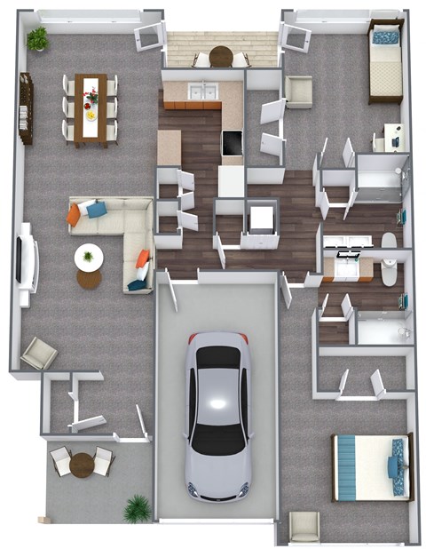 Floor plan for 2 beds, 2 baths, 1513 sqft