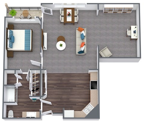 Floor plan for 1 bed, 1 bath, 922 sqft
