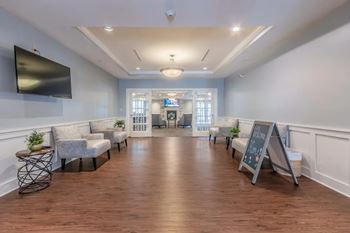 Community waiting room with coffered ceiling