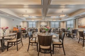 Glenmont apartment for rent - Elegant dining room with coffered ceiling at Glenmont Abbey Village, 55+ Apartments, New Jersey