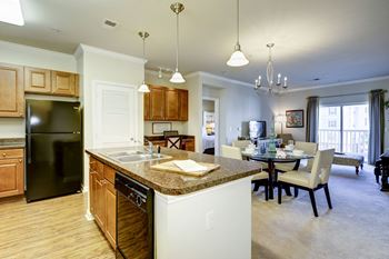 Open concept kitchen and dining area