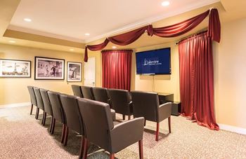 Conference room with a row of chairs
