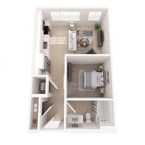 Floor plan for studio, 1 bath, 515 sqft