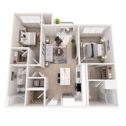 Floor plan for 2 beds, 2 baths, 1094 sqft