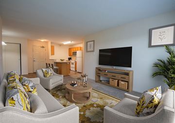 Rochester apartment for rent - a living room with couches and a tv