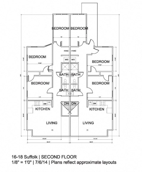 Floor plan for 3 beds, 1.5 baths, 1027 sqft