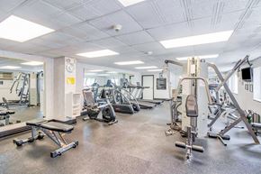 Amherst apartment for rent - A gym with a variety of equipment including treadmills, weights, and exercise machines.