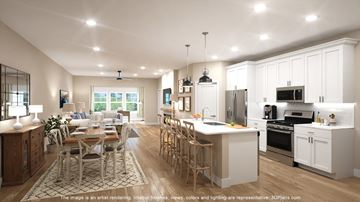 Avon apartment for rent - A modern kitchen with a dining table and chairs.