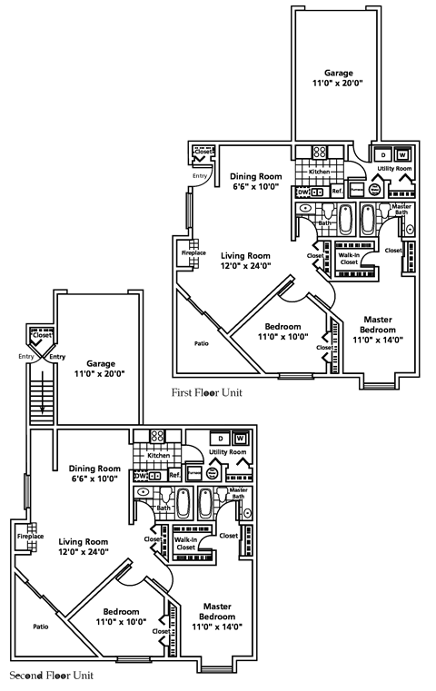 Floor plan for 2 beds, 2 baths, 1170 sqft