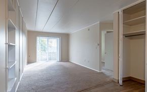 Stow apartment for rent - A large, empty room with a carpeted floor and white walls.