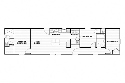 Floor plan for 3 beds, 2 baths, 1056 sqft
