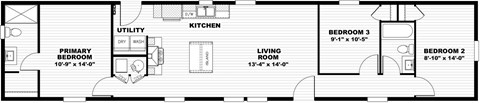 Floor plan for 3 beds, 2 baths, 1080 sqft