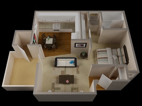 Floor plan for studio, 1 bath, 504 sqft