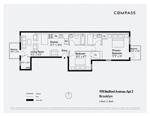 Floor plan for 2 beds, 1 bath, 900 sqft