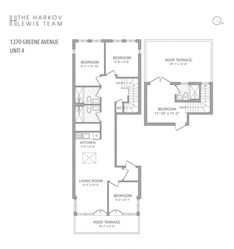 Floor plan for 4 beds, 3 baths, 413 sqft