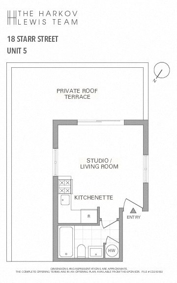 Floor plan for studio, 1 bath, 236 sqft