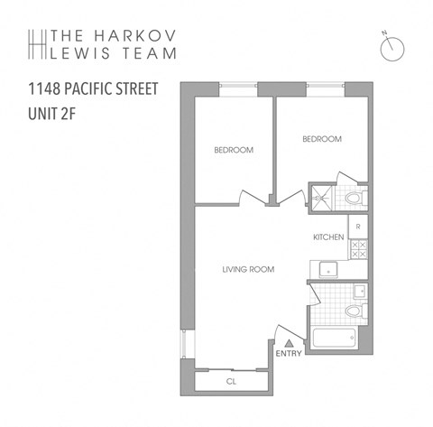 Floor plan for 2 beds, 2 baths, 493 sqft