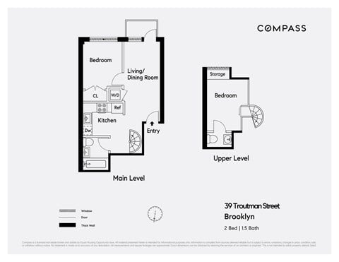 Floor plan for 2 beds, 1.5 baths, 531 sqft