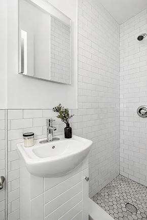 Brooklyn apartment for rent - A white sink in a tiled bathroom.