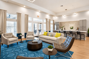 Spring Hill apartment for rent - A living room with a blue carpet and furniture.