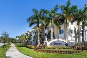 Homestead apartment for rent - a large apartment building with palm trees in front of it