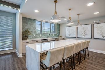 Bradenton apartment for rent - A kitchen with a long table and chairs.