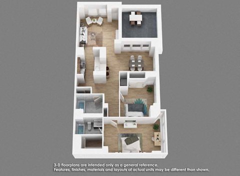 Floor plan for 2 beds, 2 baths, 1207 sqft