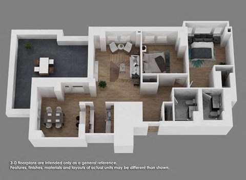 Floor plan for 2 beds, 2 baths, 1258 sqft