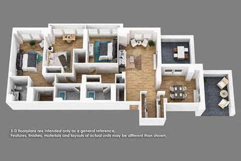 Floor plan for 3 beds, 3 baths, 1679 sqft