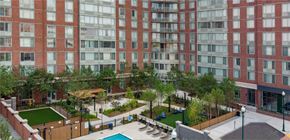 New Rochelle apartment for rent - a view of the courtyard in front of our hotel  at Shearwood Station, New Rochelle, 10801