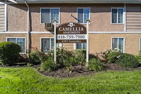 N. Hollywood apartment for rent - A sign for Cambellia Apartments stands in front of a building.