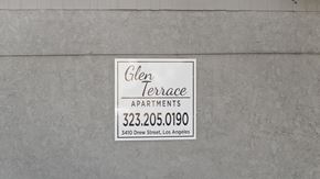Los Angeles apartment for rent - A sign for Glen Terrace Apartments is on a wall.