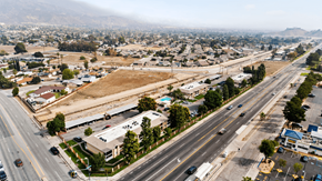San Bernardino apartment for rent - A view of a city with a highway running through it.