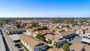 Stanton apartment for rent - A view of a residential area with houses and buildings.