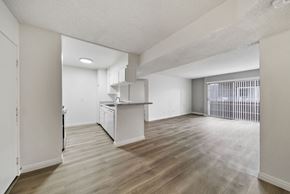 Panorama City apartment for rent - A kitchen area with a sink and a window.