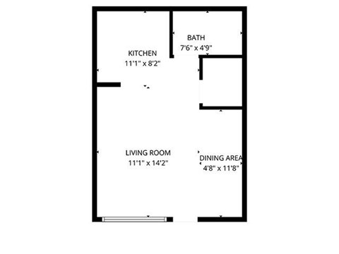 Floor plan for studio, 1 bath, 465 sqft